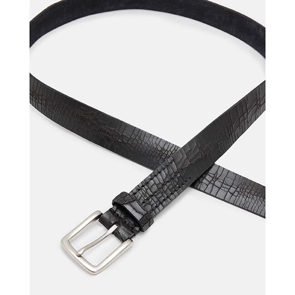 Allsaints Australia Mens Trevor Textured Leather Belt Black/Nickel AU84-672